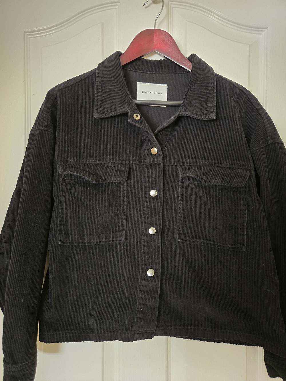 Celebrity Pink Black Corduroy Snap-Front Jacket